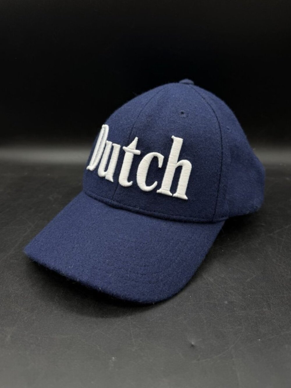 Dutch Bros Hat Baseball Navy Blue White Wool Blend Adjustable